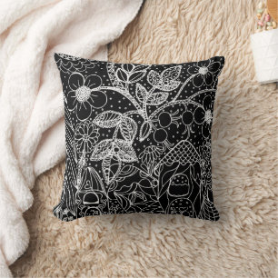 Almofada Jardim Mágico Padrão de Tinta Caprichosa