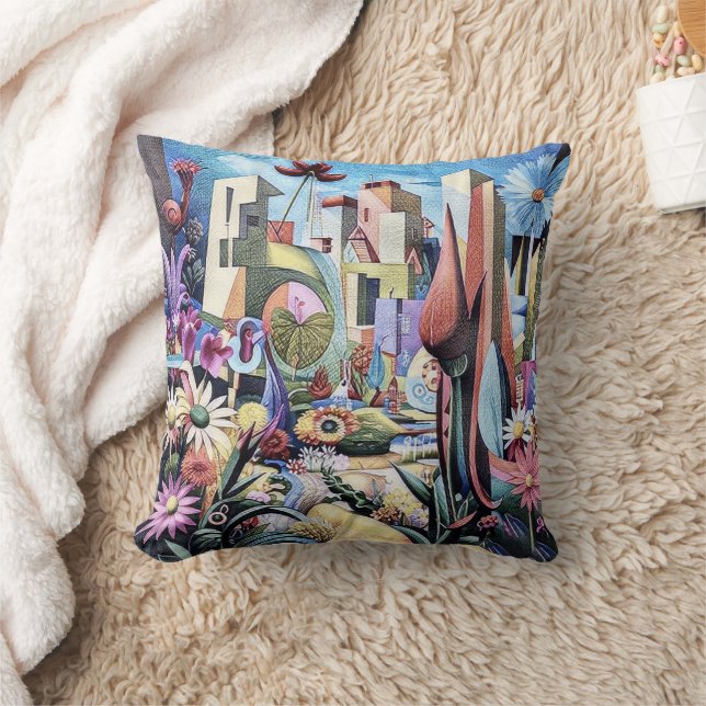 Almofada Jardim Surreal - Ilustração Floral design 1 (Cobertor)