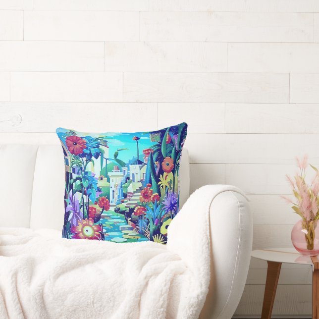 Almofada Jardim Surreal - Ilustração Floral design 2 (Sofá)