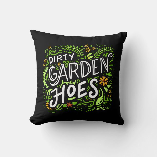 Almofada Jardinagem - Enxadas de jardim sujas. (Frente)