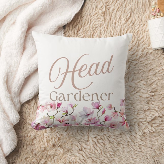 Almofada Jardineiro Chefe Elegante Script Floral (Cobertor)