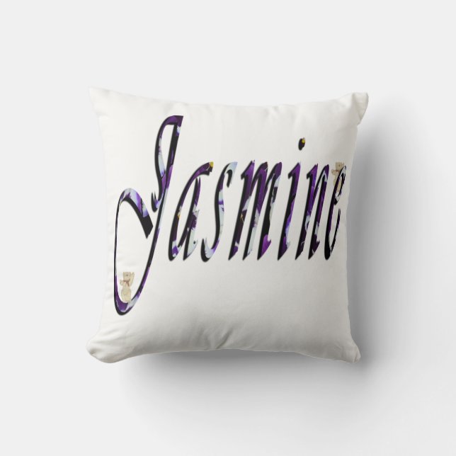 Almofada Jasmine, Nome, Logotipo, Cushion Branco. (Frente)