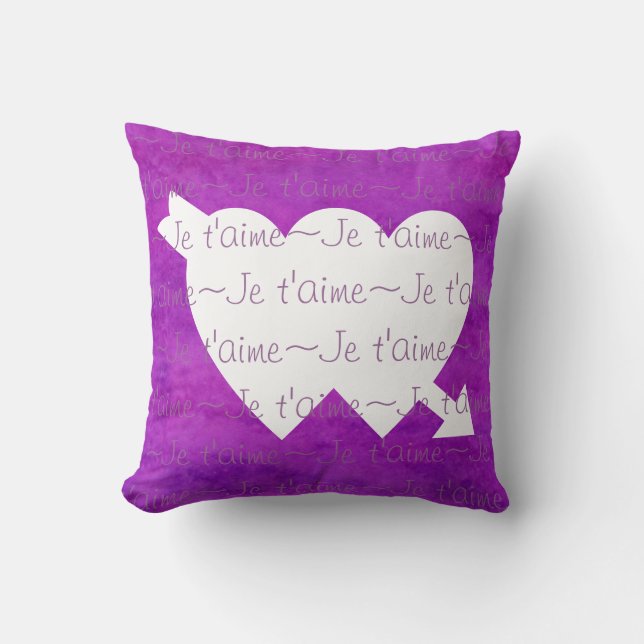 Almofada Je t'aime White HEARTS PURPLE (Frente)