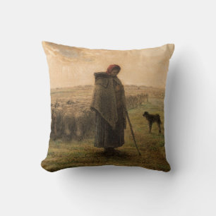 Almofada Jean-Francois Millet - Shepherdess e Flock 1865