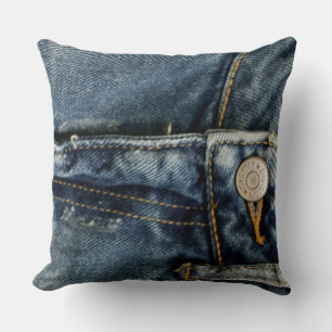 Almofada Jeans azuis Denim Zipper Faux