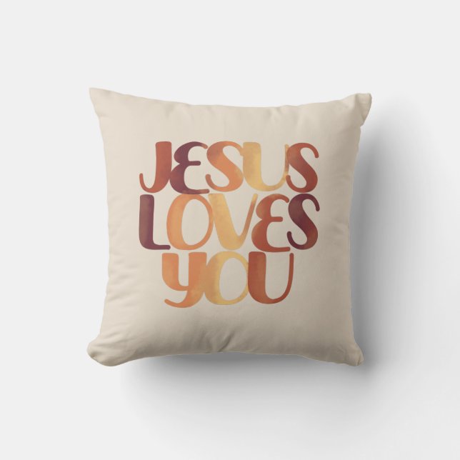 Almofada Jesus Ama o Design de Tipografia Cristã  (Frente)
