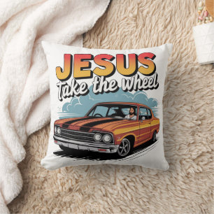 Almofada Jesus Assume o Volante Carro Musculoso Vintage
