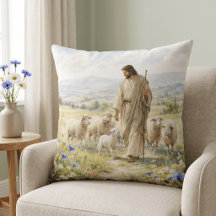Jesus Bom Pastor Aquarela de Flores Silvestres