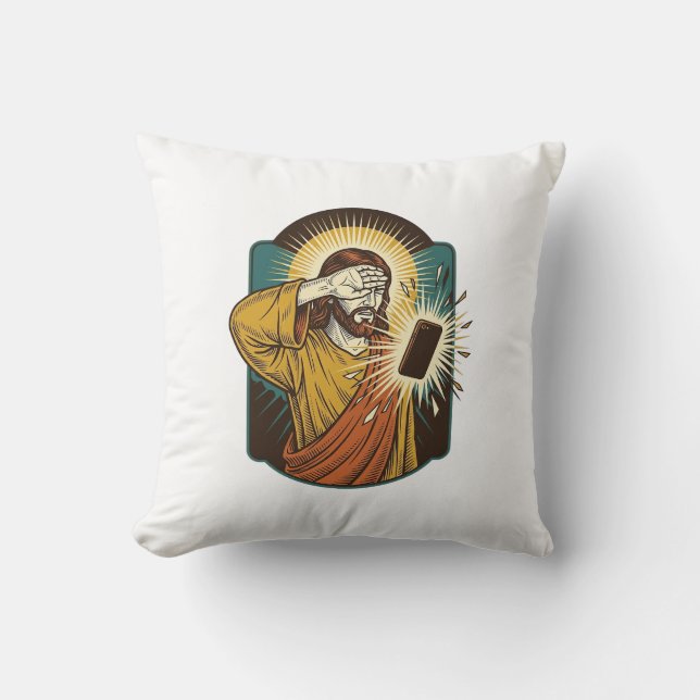 Almofada Jesus Cegando Máximo Brilho do Telefone Meia-Noite (Frente)