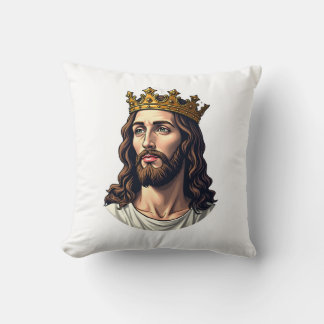 Almofada Jesus Crowned King Vintage Engraving Faith Shirt (