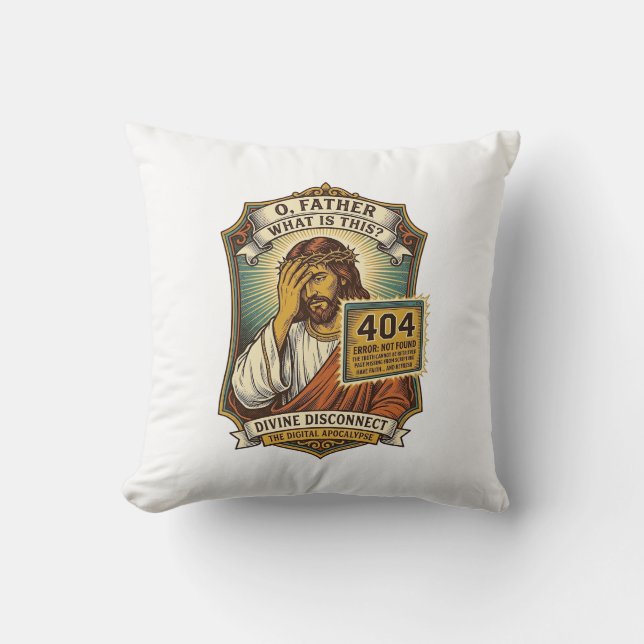 Almofada Jesus engraçado erro 404 Humor desenvolvedor web p (Frente)