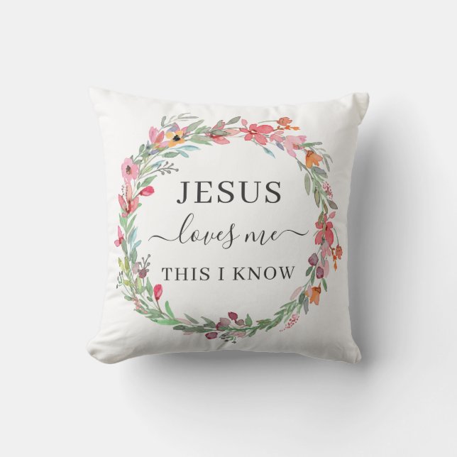 Almofada Jesus Me ama Watercolor Floral Wreath (Frente)