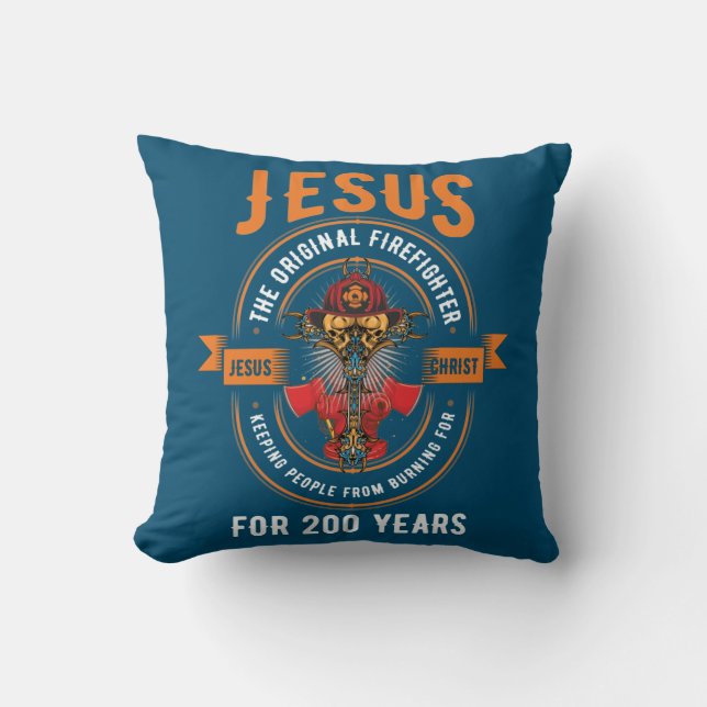 Almofada Jesus Original Firefighter Faith Cross Christian (Frente)