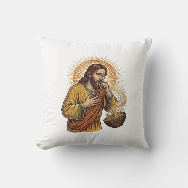 Almofada Jesus Sufocando Migalha de Chip de Tortilha Seca H (Frente)