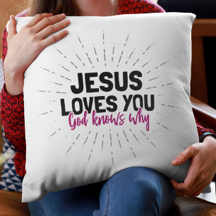 Almofada Jesus Te Ama - Deus Sabe Por Que Travesseiro decor