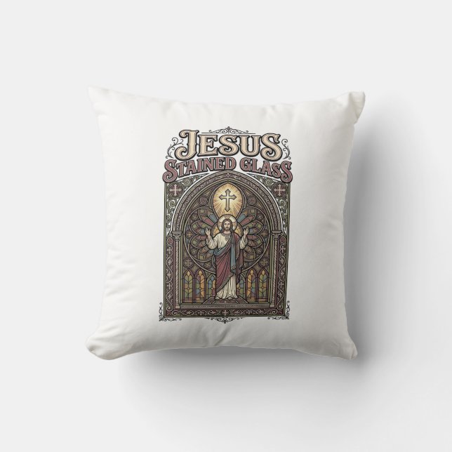 Almofada Jesus Vitral Jesus Vitral Catedral  (Frente)