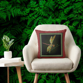 Almofada Jewel Tone Dragonfly Encontra Mandala em Rua