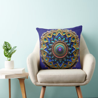 Almofada Jewel Tone Mandala Throw Pillow