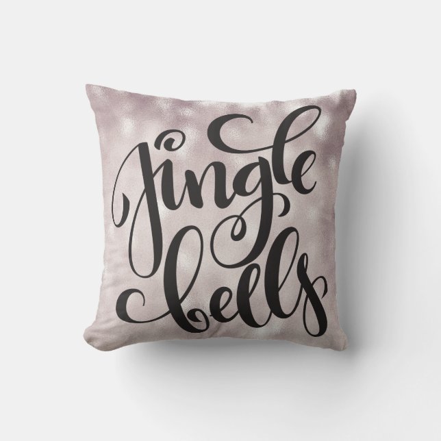 Almofada Jingle Belles Script Brilho Prata Natal  (Frente)