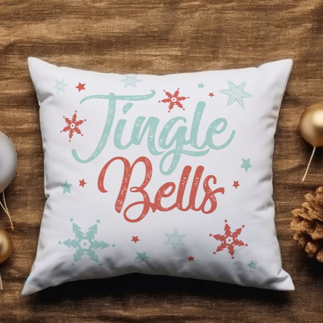 Almofada Jingle Bells Snowflake Pastel Adicionar Nome Natal (Criador carregado)