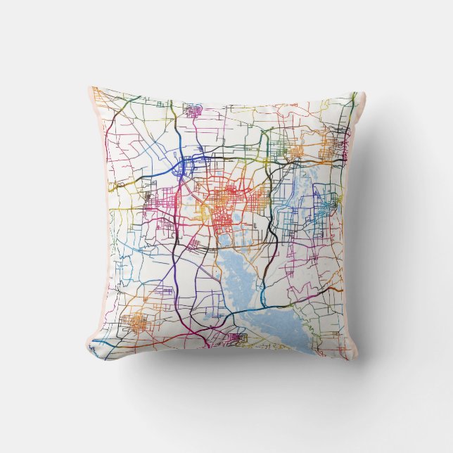 Almofada Jining China City Map (Frente)