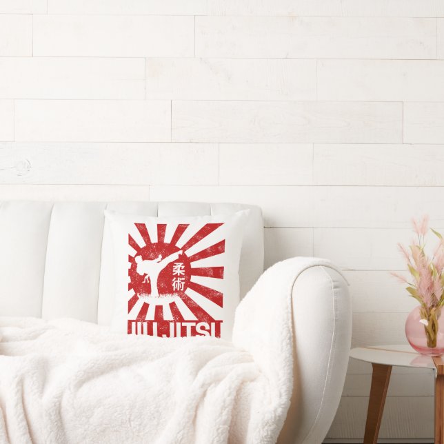 Almofada Jiu Jitsu Fighter Japonês Vintage Artes Marciais (Sofá)