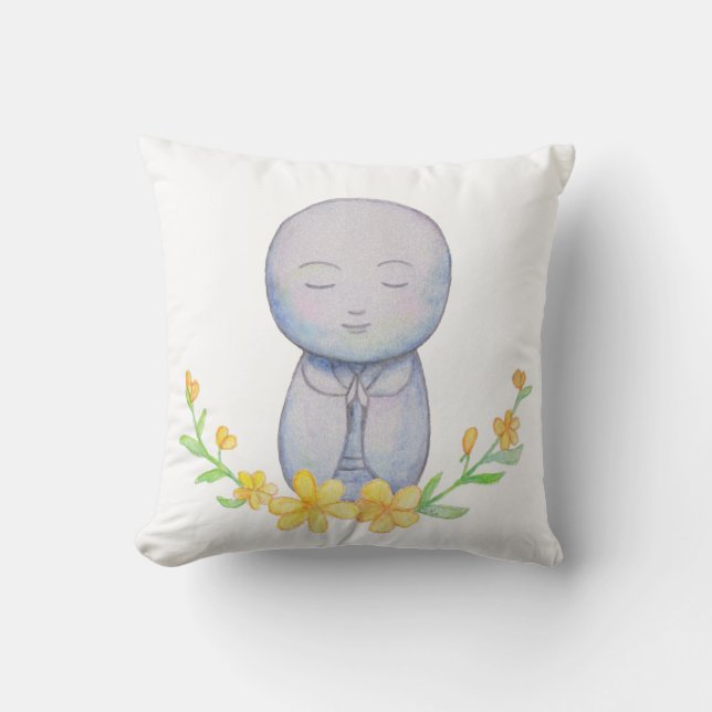 Almofada Jizo Japonês Zen Little Baby Buddha Yoga Lover (Frente)