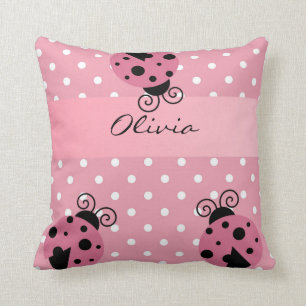 Almofada Joaninha cor-de-rosa e travesseiro personalizado