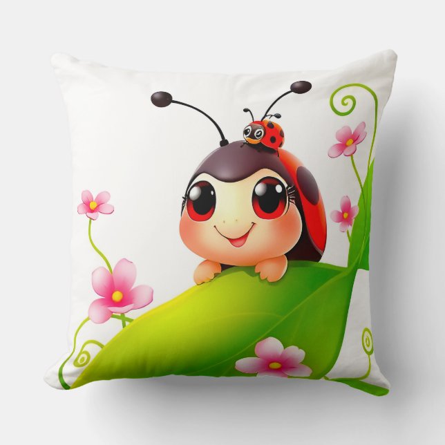 Almofada Joaninha de desenho animado adorável (Frente)