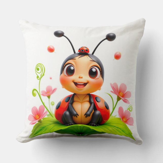 Almofada Joaninha de desenho animado adorável (Frente)