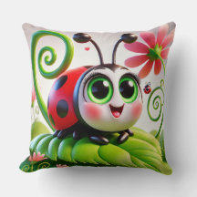 Joaninha de Desenho Animado Fofa com Olhos Verdes