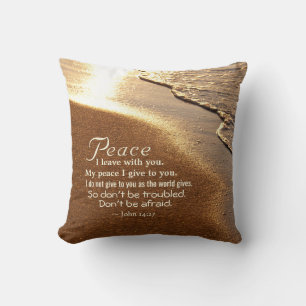 Almofada João 14:27 Jesus diz, "Paz que eu saio contigo,"