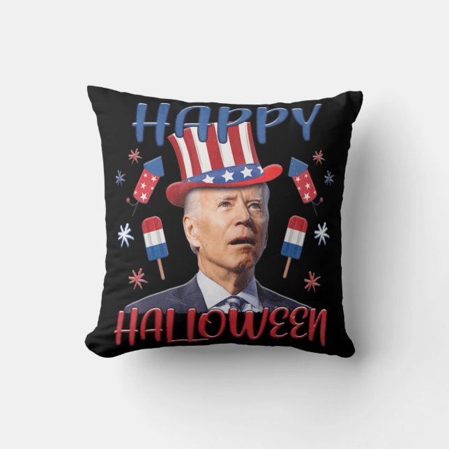 Almofada Joe Biden Confusa Feliz 4º Do Halloween Quarto O (Frente)