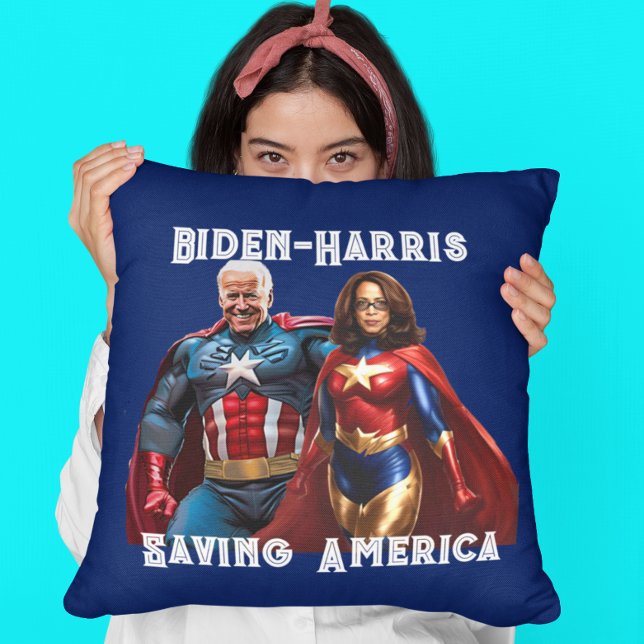 Almofada Joe Biden e Kamala Harris como Superheros (Criador carregado)