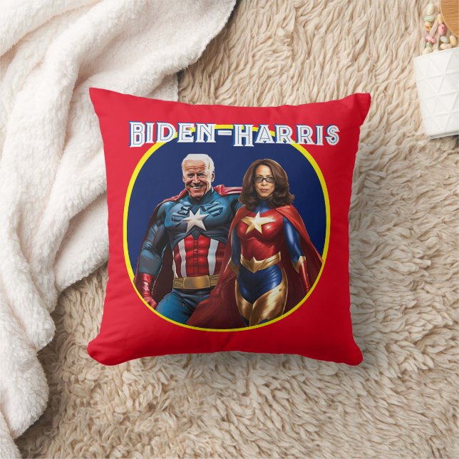 Almofada Joe Biden e Kamala Harris como Superheros (Cobertor)