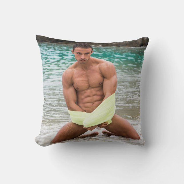 Almofada Joelhos Quentes De Cara Em Água, Homem Muscular Se (Frente)