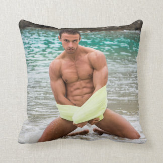 Almofada Joelhos Quentes De Cara Em Água, Homem Muscular Se