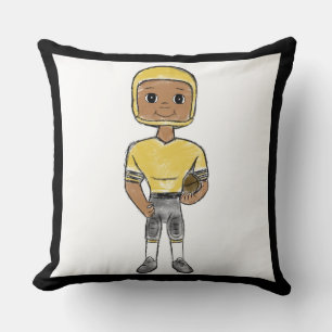 Almofada jogador de futebol retrô vintage preto amarelo sim