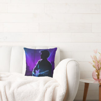 Almofada Jogador Sombra - Guitarista Neon em Roxo e Li Azul