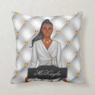 Almofada Jogadora personalizada da moda afro-americana