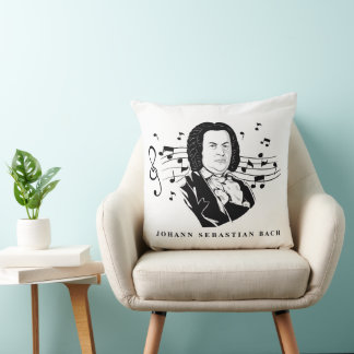 Almofada Johann Sebastian Bach Portrait e Bust com Notes