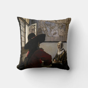 Almofada Johannes Vermeer - Oficial com uma Garota Rindo