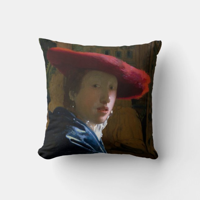 Almofada Johannes Vermeer - Rapariga com Chapéu Vermelho (Frente)