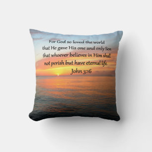 ALMOFADA JOHN 3:16 SUNRISE SOBRE A FOTO OCEANA