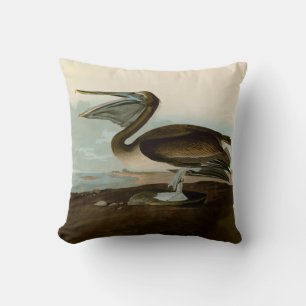Almofada John James Audubon Brown Pelican Trabalho de arte