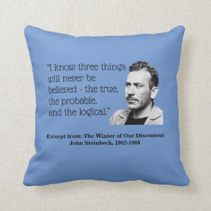Almofada John Steinbeck, Eu Sei Três Coisas, Azul