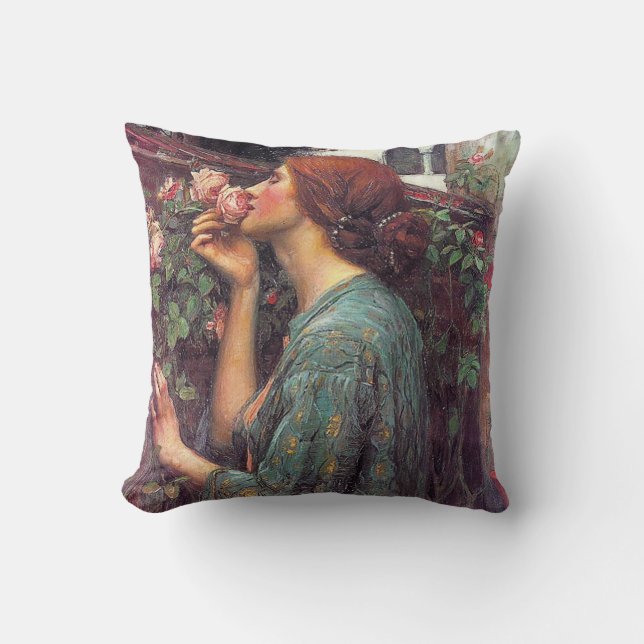 Almofada John W. Waterhouse Pre-Raphaelite Rosa Travesseiro (Frente)