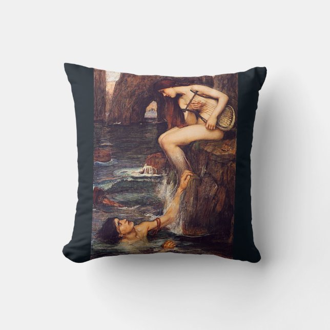Almofada John W. Waterhouse Pre-Raphaelite Siren Travesseir (Frente)