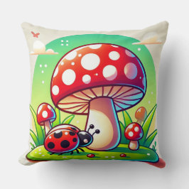 Almofada 🐞 Joia de Senhora de Jardim de Cogumelos da Flore
