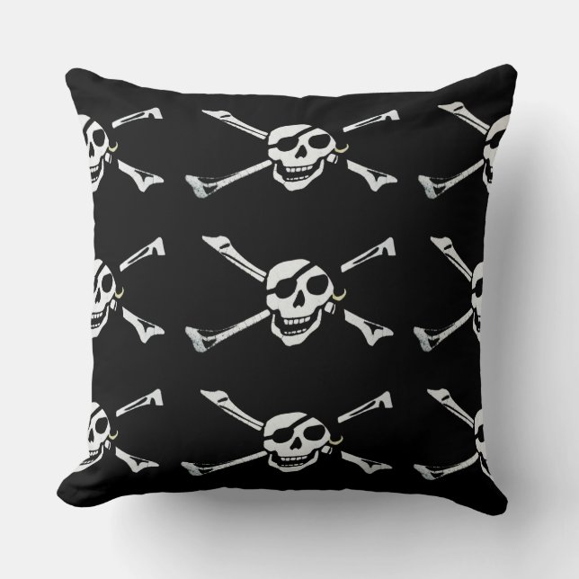 Almofada Jolly Roger Pirate Skull Travesseiro decorativo (Frente)